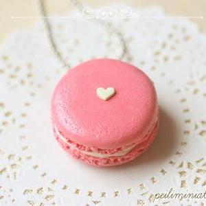 Food Jewelry - Sweetie Pink Macaron Necklace