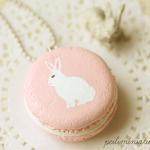 Rabbit Necklace - Pink Rabbit Macaron Necklace -..