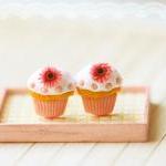 Food Jewelry - Cupcake Earrings Post - Romantic..