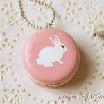 Rabbit Necklace - Pink Rabbit Macaron Necklace -..