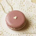 Macaron Necklace - Deep Mauve Macaron Food Jewelry
