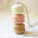 Macaron Jewelry - Trio Macarons Necklace - Nude..
