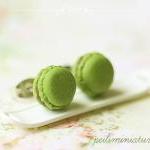 Macaron Earrings - Food Earrings - Green Tea..