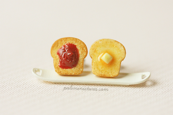 Toast Earrings - Butter And Strawberry Jam Toast Earrings