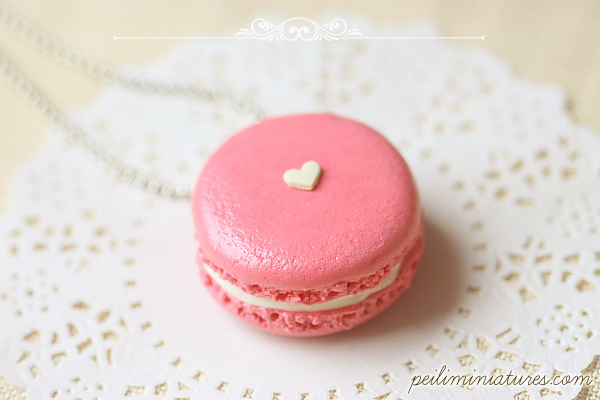 Food Jewelry - Sweetie Pink Macaron Necklace