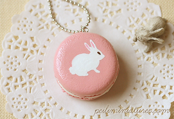Rabbit Necklace - Pink Rabbit Macaron Necklace - Rabbit Gifts