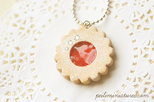 Cookie Jewelry - Cookie Necklace - Strawberry Jam Sugar Cookie Necklace