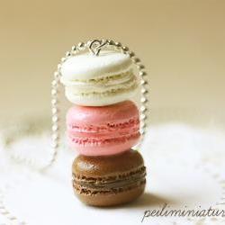 Macaron Jewelry - Trio Macarons Necklace - Neapolitan Macarons - Holiday Gift